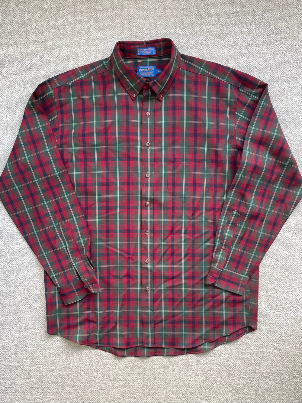 Pendleton Men’s Sir Pendleton Button-Up Merino Wool Shirt, Tartan Plaid, Tall XL
